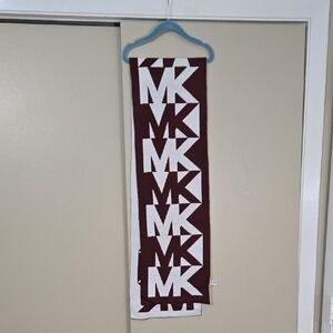 MICHAEL Michael Kors Burgundy and White Knit Scarf
